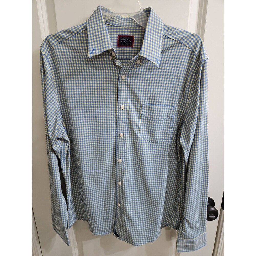 UNTUCKit Shirt Mens Med Plaid Performance Nylon Albarel Stretch Lightweight